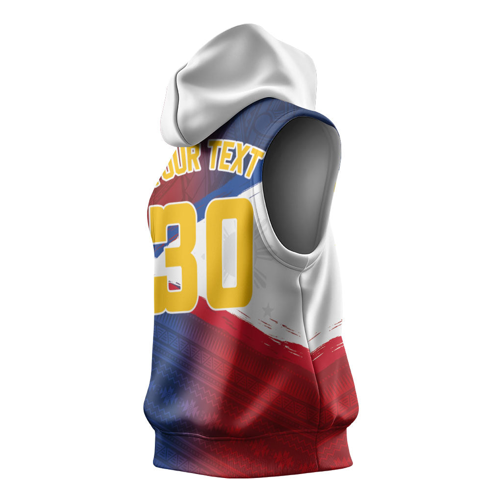 Philippines Basketball Custom Sleeveless Hoodie Pilipinas Tribal Pattern LT03 - Polynesian Pride