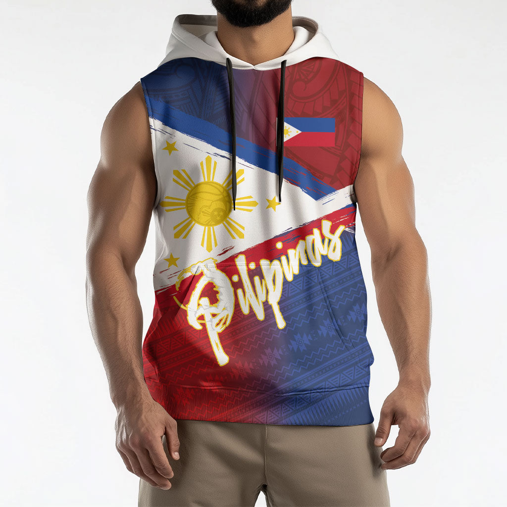 Philippines Basketball Custom Sleeveless Hoodie Pilipinas Tribal Pattern LT03 - Polynesian Pride