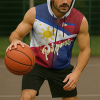 Philippines Basketball Custom Sleeveless Zip Hoodie Pilipinas Tribal Pattern LT03 - Polynesian Pride