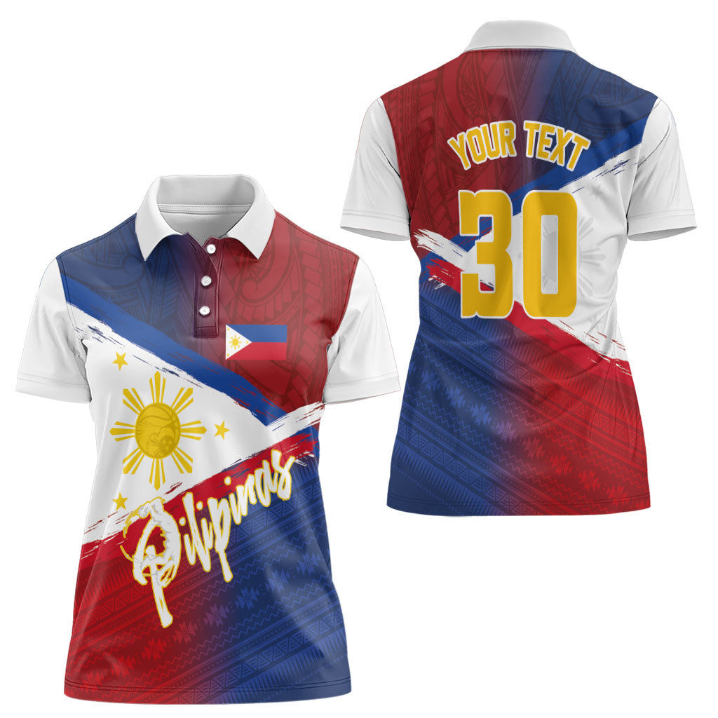 Philippines Basketball Custom Women Polo Shirt Pilipinas Tribal Pattern LT03 - Polynesian Pride