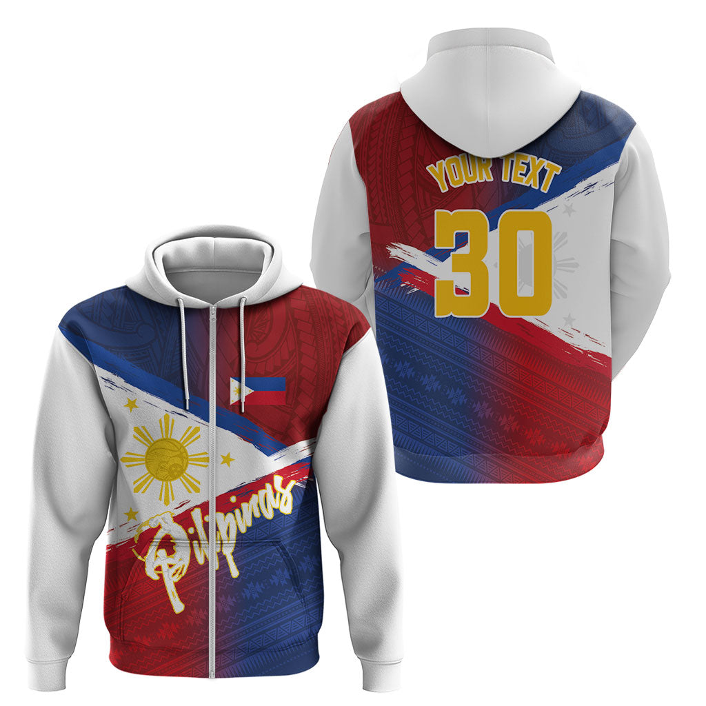 Philippines Basketball Custom Zip Hoodie Pilipinas Tribal Pattern LT03 - Polynesian Pride