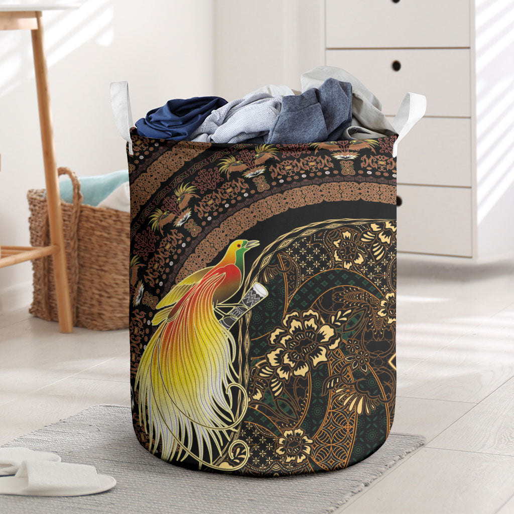 Papua New Guinea and Indonesia Batik Laundry Basket Bird of Paradise with Tribal Batik Patterns LT03 Multicolor - Polynesian Pride