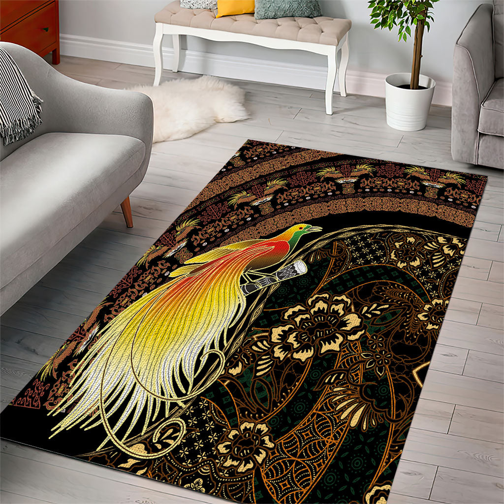 Papua New Guinea and Indonesia Batik Area Rug Bird of Paradise with Tribal Batik Patterns LT03 - Polynesian Pride