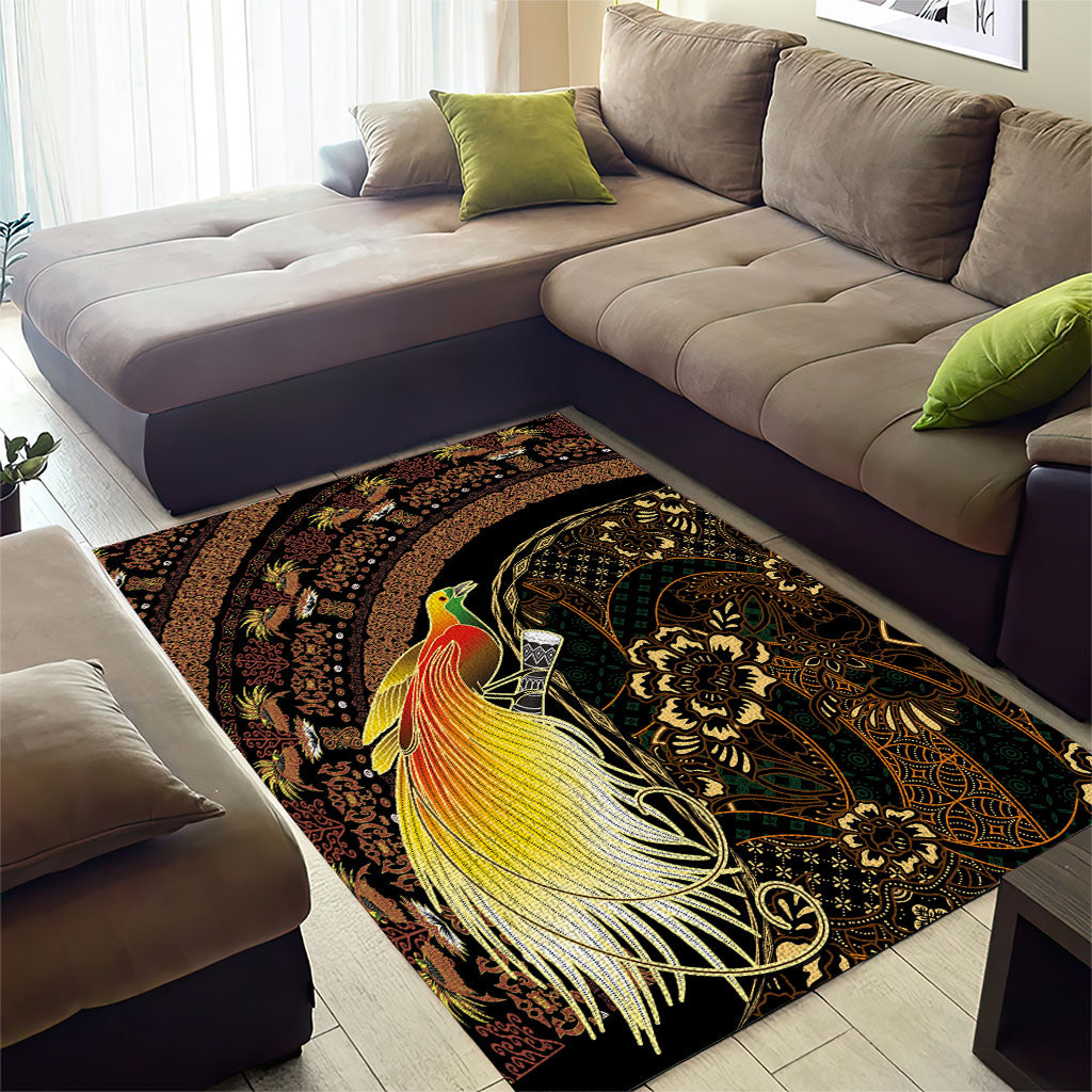 Papua New Guinea and Indonesia Batik Area Rug Bird of Paradise with Tribal Batik Patterns LT03 - Polynesian Pride