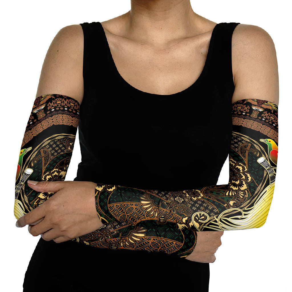 Papua New Guinea and Indonesia Batik Arm Sleeves Bird of Paradise with Tribal Batik Patterns LT03 - Polynesian Pride
