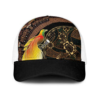 Papua New Guinea and Indonesia Batik Baseball Net Cap Bird of Paradise with Tribal Batik Patterns LT03 One Size White Multicolor - Polynesian Pride