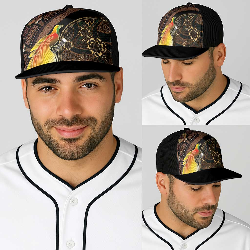 Papua New Guinea and Indonesia Batik Baseball Net Cap Bird of Paradise with Tribal Batik Patterns LT03 - Polynesian Pride