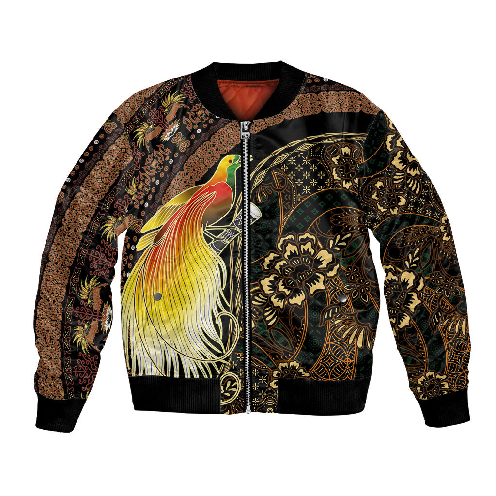 Papua New Guinea and Indonesia Batik Bomber Jacket Bird of Paradise with Tribal Batik Patterns LT03 Unisex Multicolor - Polynesian Pride