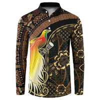 Papua New Guinea and Indonesia Batik Button Sweatshirt Bird of Paradise with Tribal Batik Patterns LT03 Multicolor - Polynesian Pride