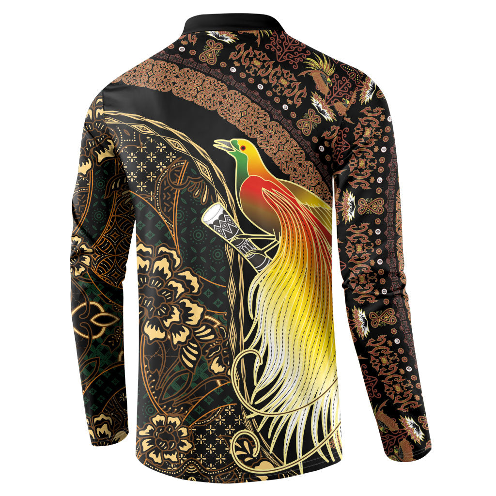 Papua New Guinea and Indonesia Batik Button Sweatshirt Bird of Paradise with Tribal Batik Patterns LT03 - Polynesian Pride