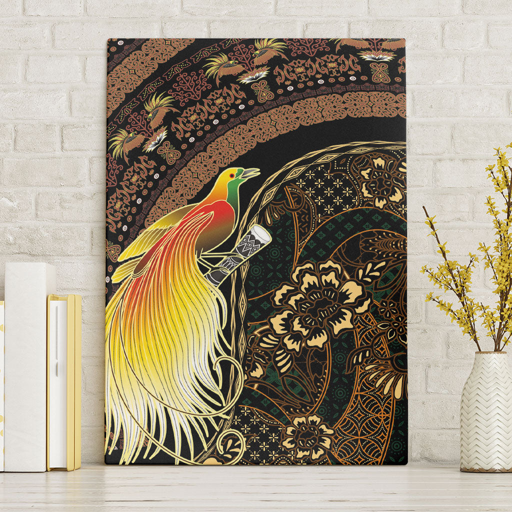 Papua New Guinea and Indonesia Batik Canvas Wall Art Bird of Paradise with Tribal Batik Patterns LT03 Without Frame Multicolor - Polynesian Pride