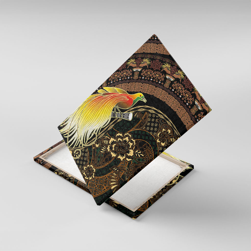 Papua New Guinea and Indonesia Batik Canvas Wall Art Bird of Paradise with Tribal Batik Patterns LT03 With Frame Multicolor - Polynesian Pride