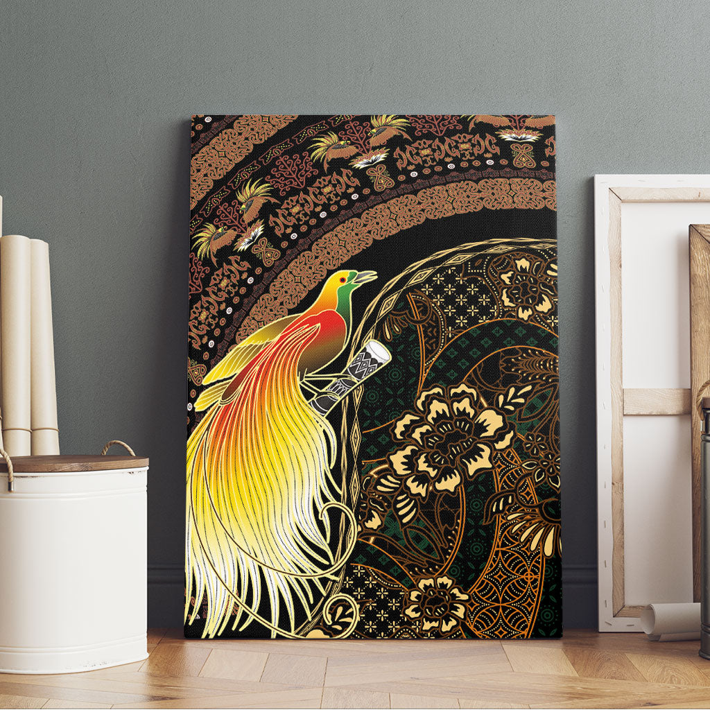 Papua New Guinea and Indonesia Batik Canvas Wall Art Bird of Paradise with Tribal Batik Patterns LT03 - Polynesian Pride