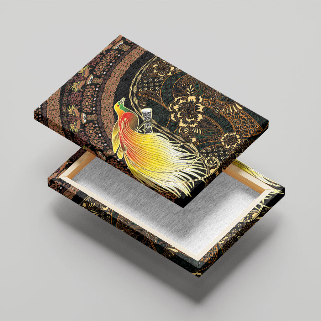 Papua New Guinea and Indonesia Batik Canvas Wall Art Bird of Paradise with Tribal Batik Patterns LT03 - Polynesian Pride
