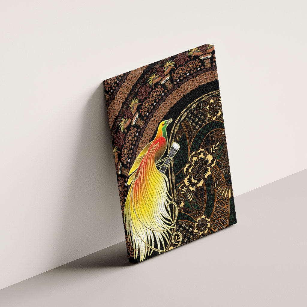 Papua New Guinea and Indonesia Batik Canvas Wall Art Bird of Paradise with Tribal Batik Patterns LT03 - Polynesian Pride