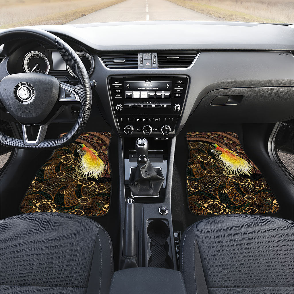Papua New Guinea and Indonesia Batik Car Mats Bird of Paradise with Tribal Batik Patterns LT03 Set 2pcs - Front Multicolor - Polynesian Pride