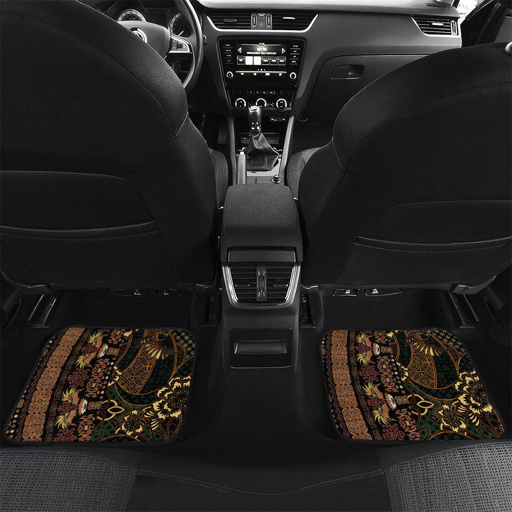 Papua New Guinea and Indonesia Batik Car Mats Bird of Paradise with Tribal Batik Patterns LT03 Set 2pcs - Back Multicolor - Polynesian Pride
