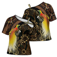 Papua New Guinea and Indonesia Batik Cross Shoulder Shirt Bird of Paradise with Tribal Batik Patterns LT03 - Polynesian Pride