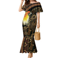 Papua New Guinea and Indonesia Batik Family Matching Mermaid Dress and Hawaiian Shirt Bird of Paradise with Tribal Batik Patterns LT03 Mom's Dress Multicolor - Polynesian Pride