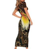 Papua New Guinea and Indonesia Batik Family Matching Short Sleeve Bodycon Dress and Hawaiian Shirt Bird of Paradise with Tribal Batik Patterns LT03 - Polynesian Pride