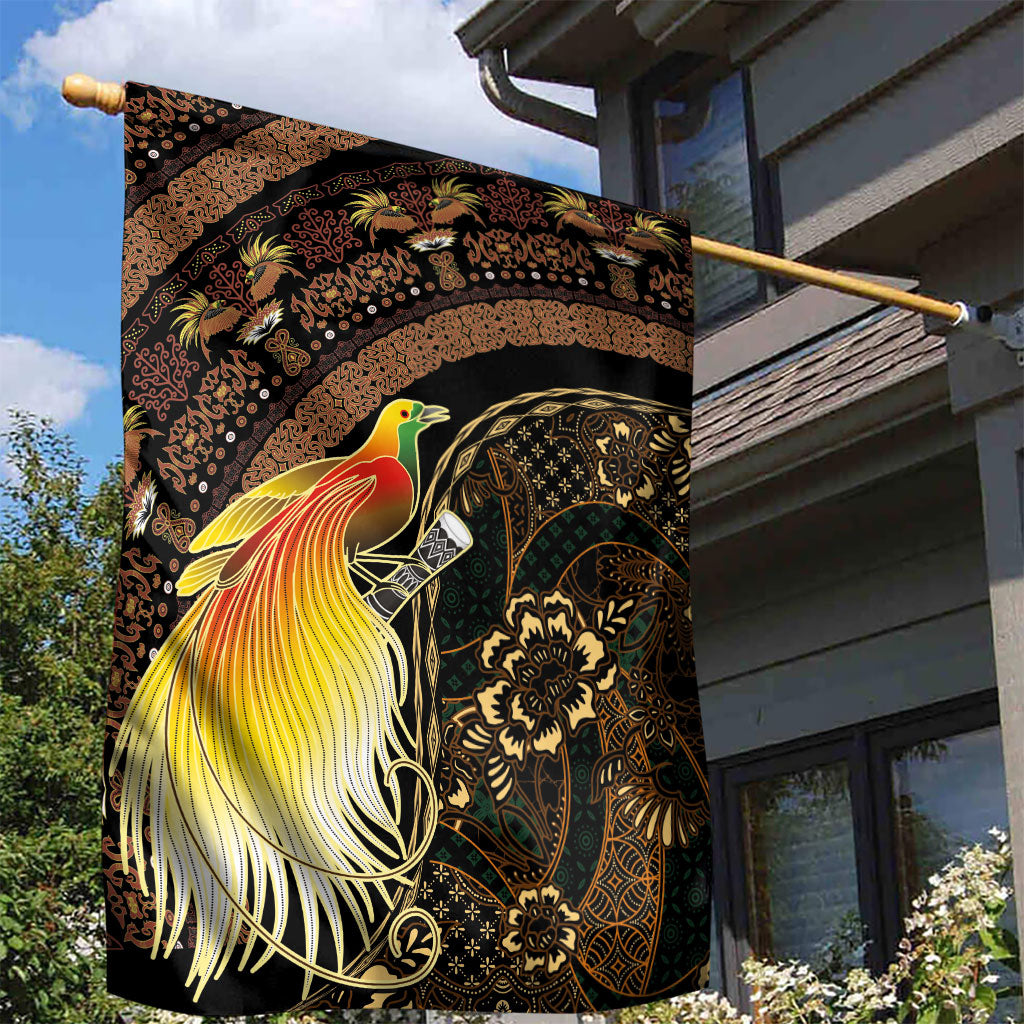 Papua New Guinea and Indonesia Batik Garden Flag Bird of Paradise with Tribal Batik Patterns LT03 - Polynesian Pride
