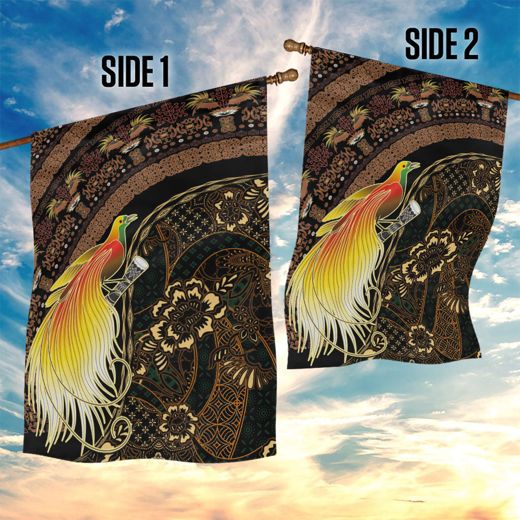 Papua New Guinea and Indonesia Batik Garden Flag Bird of Paradise with Tribal Batik Patterns LT03 - Polynesian Pride