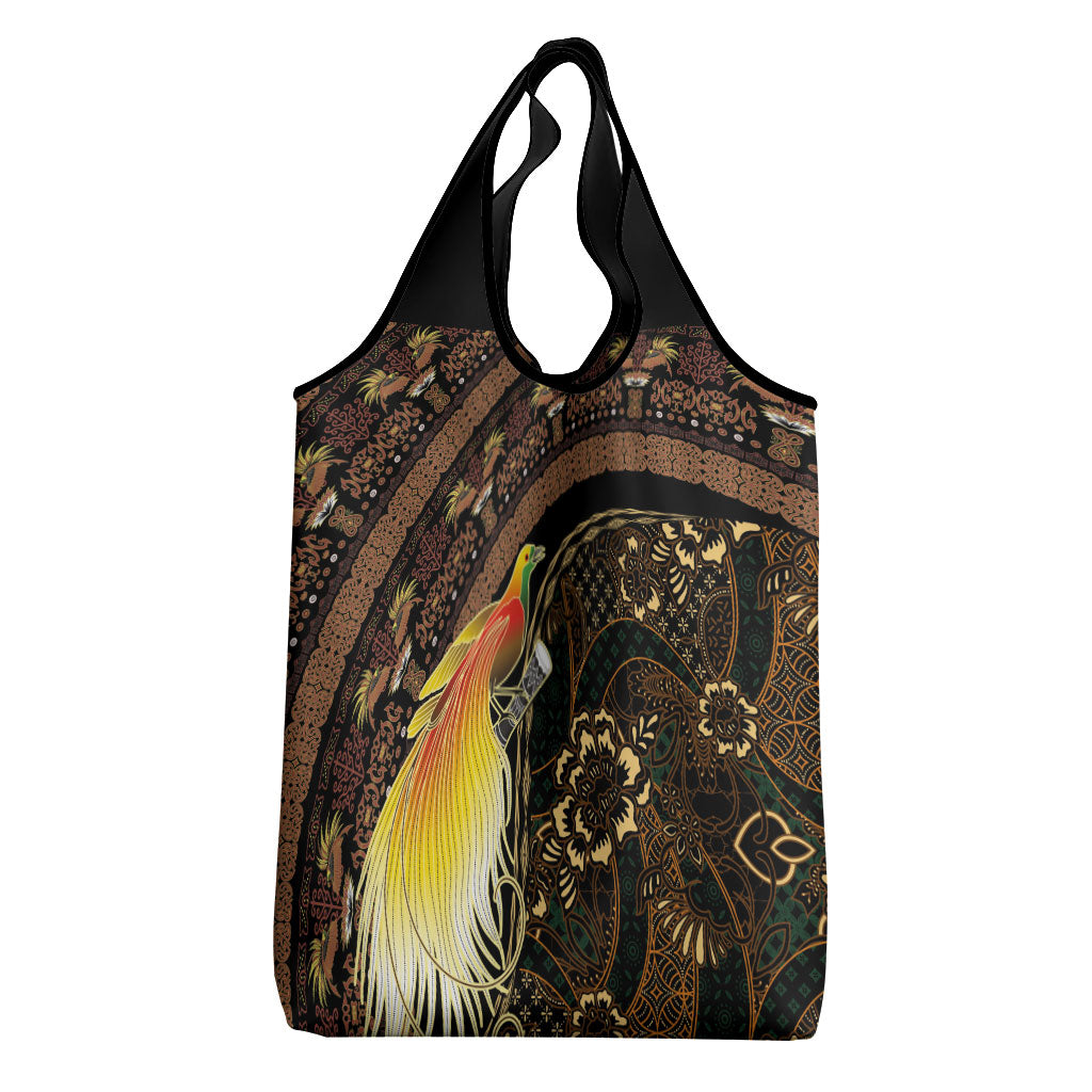 Papua New Guinea and Indonesia Batik Grocery Bag Bird of Paradise with Tribal Batik Patterns LT03 - Polynesian Pride