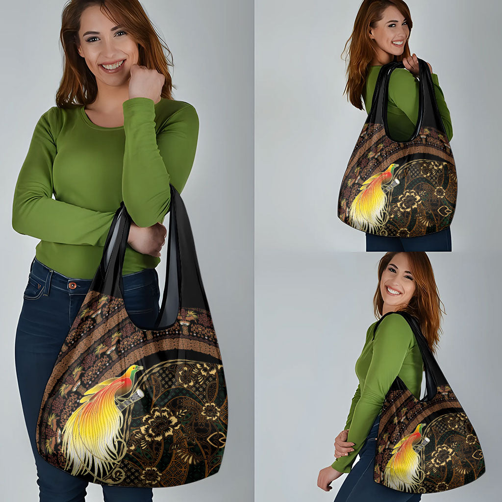 Papua New Guinea and Indonesia Batik Grocery Bag Bird of Paradise with Tribal Batik Patterns LT03 - Polynesian Pride