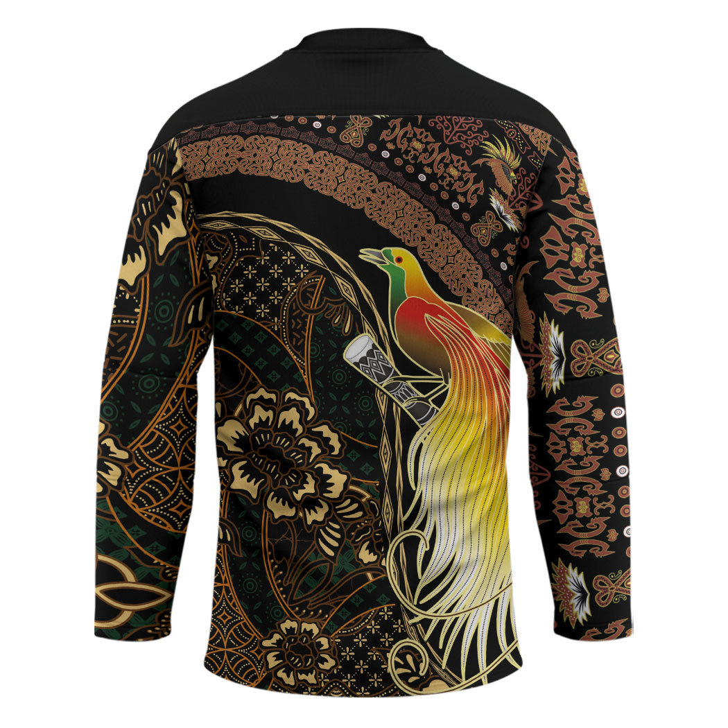 Papua New Guinea and Indonesia Batik Hockey Jersey Bird of Paradise with Tribal Batik Patterns LT03 - Polynesian Pride