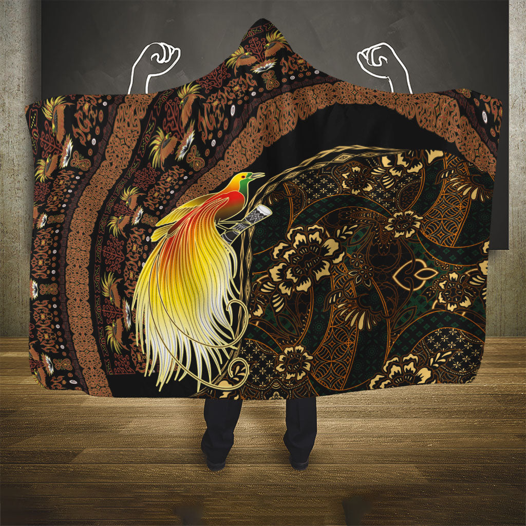 Papua New Guinea and Indonesia Batik Hooded Blanket Bird of Paradise with Tribal Batik Patterns LT03 - Polynesian Pride