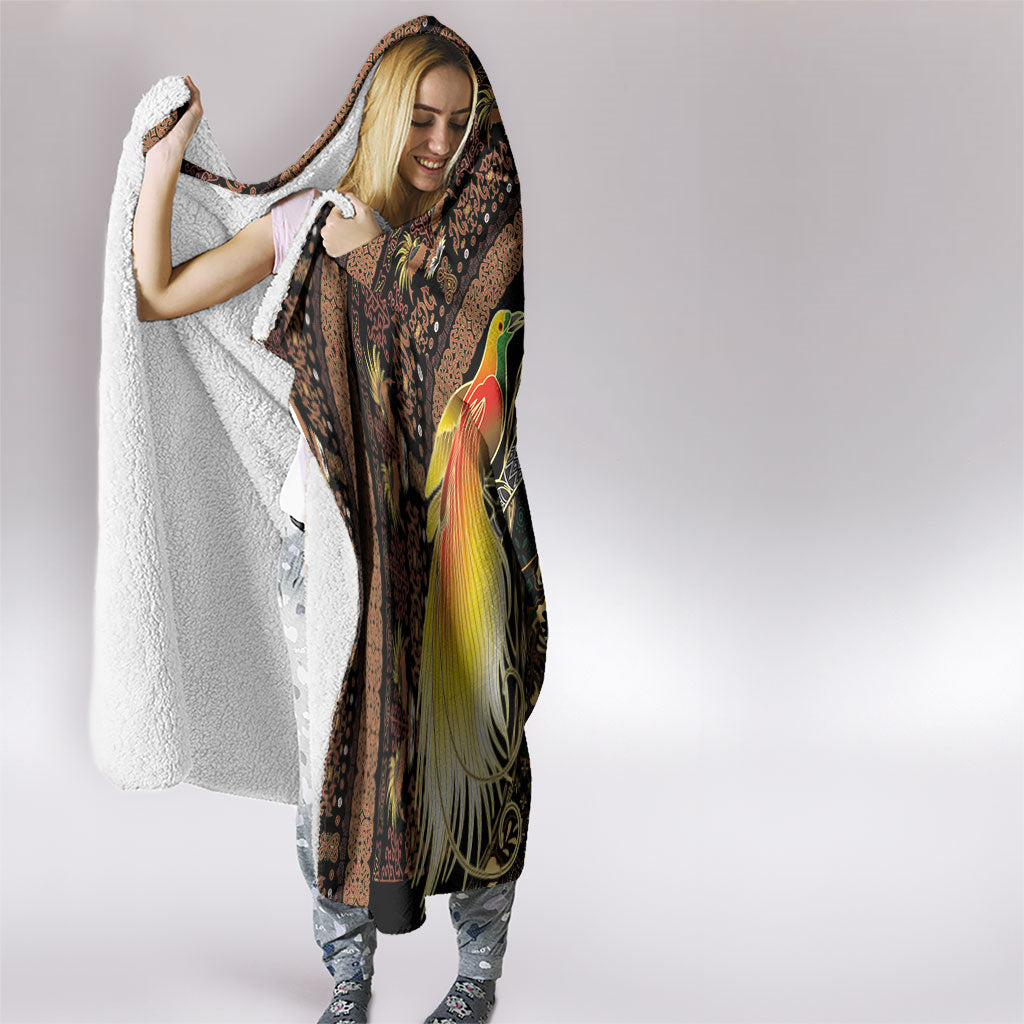 Papua New Guinea and Indonesia Batik Hooded Blanket Bird of Paradise with Tribal Batik Patterns LT03 - Polynesian Pride