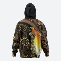 Papua New Guinea and Indonesia Batik Hoodie Bird of Paradise with Tribal Batik Patterns LT03 - Polynesian Pride