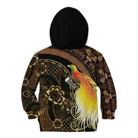 Papua New Guinea and Indonesia Batik Kid Hoodie Bird of Paradise with Tribal Batik Patterns LT03 - Polynesian Pride