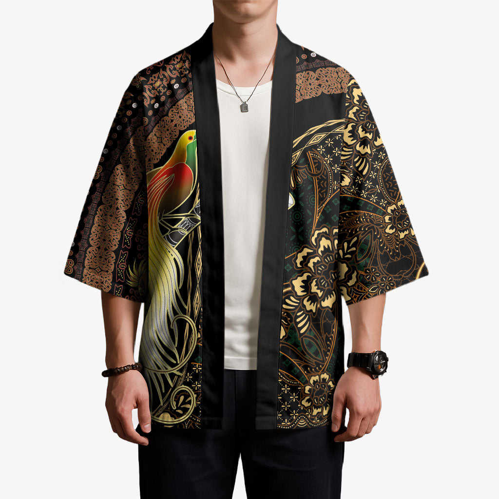 Papua New Guinea and Indonesia Batik Kimono Bird of Paradise with Tribal Batik Patterns LT03 - Polynesian Pride
