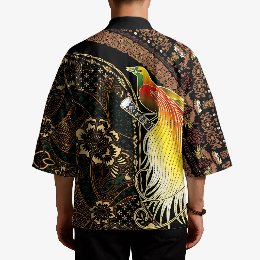 Papua New Guinea and Indonesia Batik Kimono Bird of Paradise with Tribal Batik Patterns LT03 - Polynesian Pride
