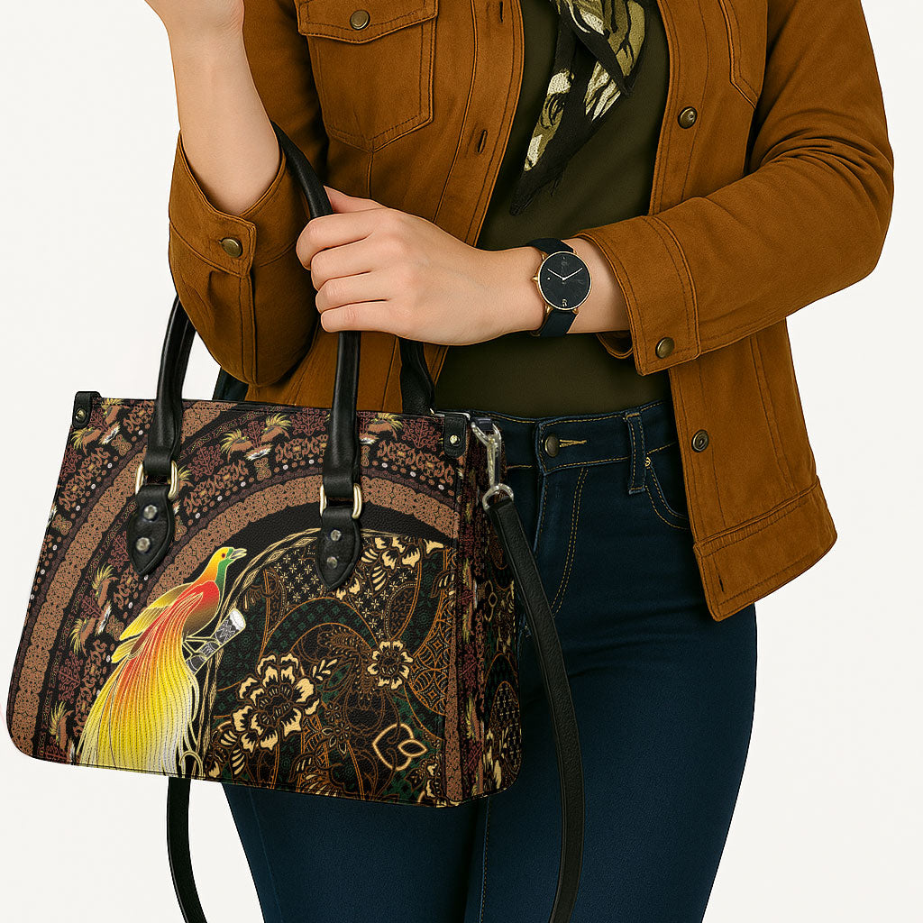 Papua New Guinea and Indonesia Batik Leather Bag Bird of Paradise with Tribal Batik Patterns LT03 - Polynesian Pride