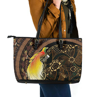 Papua New Guinea and Indonesia Batik Leather Tote Bag Bird of Paradise with Tribal Batik Patterns LT03 - Polynesian Pride