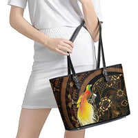 Papua New Guinea and Indonesia Batik Leather Tote Bag Bird of Paradise with Tribal Batik Patterns LT03 - Polynesian Pride
