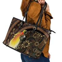 Papua New Guinea and Indonesia Batik Leather Tote Bag Bird of Paradise with Tribal Batik Patterns LT03 - Polynesian Pride