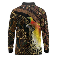 Papua New Guinea and Indonesia Batik Long Sleeve Polo Shirt Bird of Paradise with Tribal Batik Patterns LT03 - Polynesian Pride