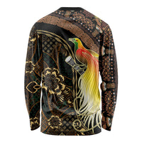 Papua New Guinea and Indonesia Batik Long Sleeve Shirt Bird of Paradise with Tribal Batik Patterns LT03 - Polynesian Pride