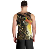 Papua New Guinea and Indonesia Batik Men Tank Top Bird of Paradise with Tribal Batik Patterns LT03 - Polynesian Pride