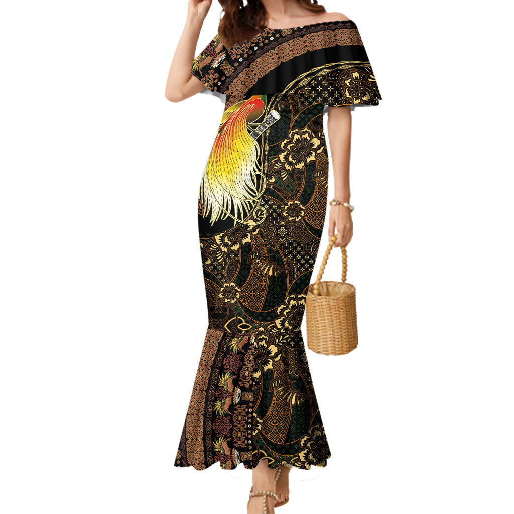 Papua New Guinea and Indonesia Batik Mermaid Dress Bird of Paradise with Tribal Batik Patterns LT03 Women Multicolor - Polynesian Pride