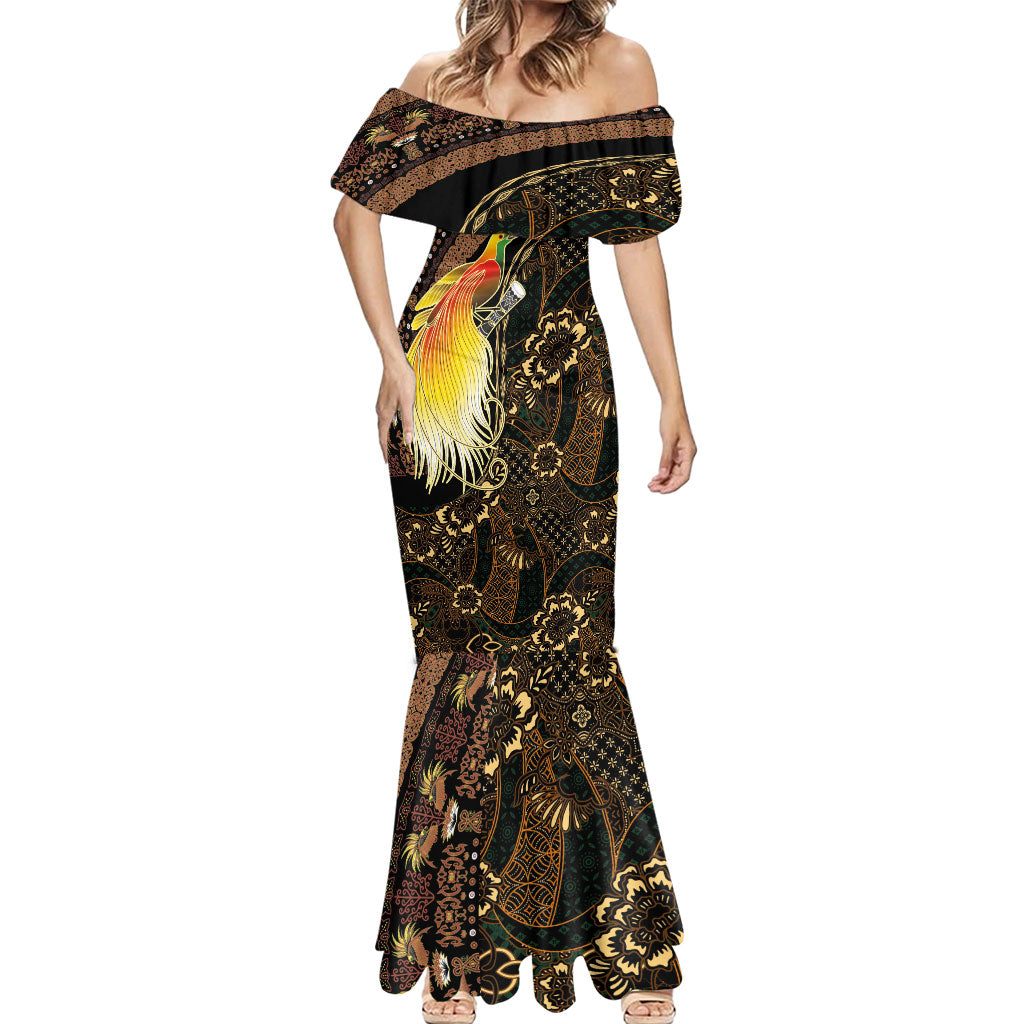 Papua New Guinea and Indonesia Batik Mermaid Dress Bird of Paradise with Tribal Batik Patterns LT03 - Polynesian Pride
