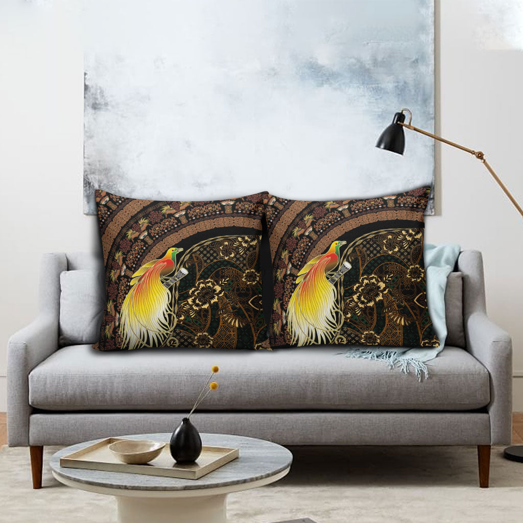 Papua New Guinea and Indonesia Batik Pillow Cover Bird of Paradise with Tribal Batik Patterns LT03 - Polynesian Pride