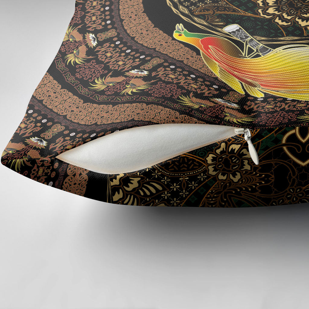 Papua New Guinea and Indonesia Batik Pillow Cover Bird of Paradise with Tribal Batik Patterns LT03 - Polynesian Pride