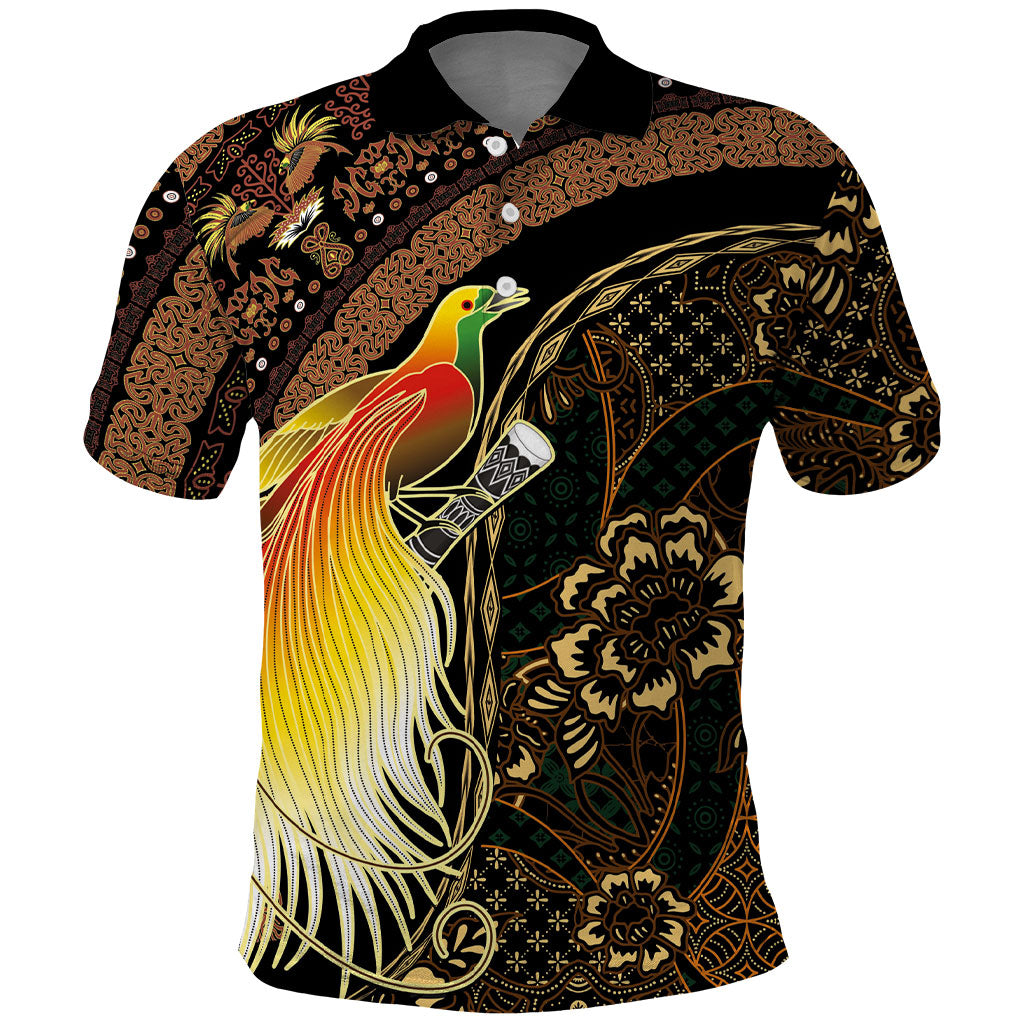 Papua New Guinea and Indonesia Batik Polo Shirt Bird of Paradise with Tribal Batik Patterns LT03 Multicolor - Polynesian Pride