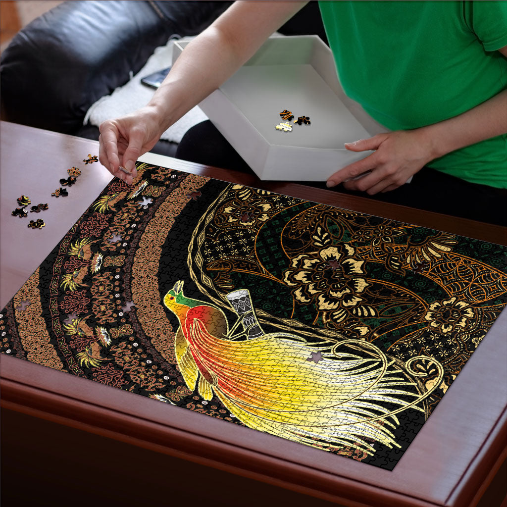 Papua New Guinea and Indonesia Batik Puzzle Bird of Paradise with Tribal Batik Patterns LT03 - Polynesian Pride