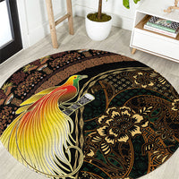 Papua New Guinea and Indonesia Batik Round Carpet Bird of Paradise with Tribal Batik Patterns LT03 Multicolor - Polynesian Pride