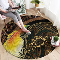 Papua New Guinea and Indonesia Batik Round Carpet Bird of Paradise with Tribal Batik Patterns LT03 - Polynesian Pride